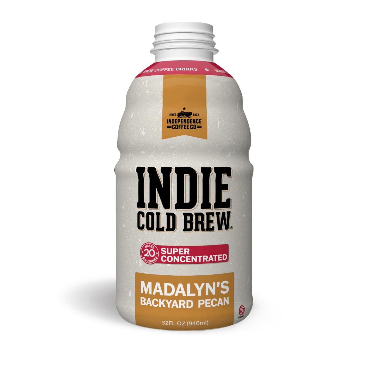 Independence Coffee Co. Indie Cold Brew Coffee Concentrate, Madalyn's Backyard Pecan Flavored Mellow Body, Light Roast, 32 Fluid