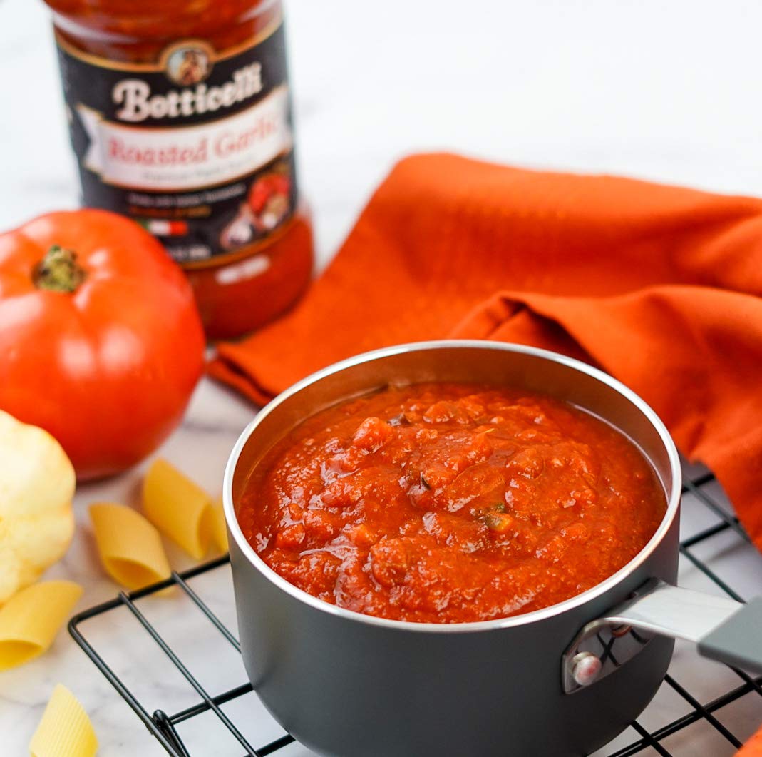 Roasted Garlic Premium Italian Pasta Sauce By Botticelli, 24Oz Jars (Pack Of 6) - Product Of Italy - Gluten-Free - No Added Sugar, Artificial Colors, Flavors, Or Preservatives