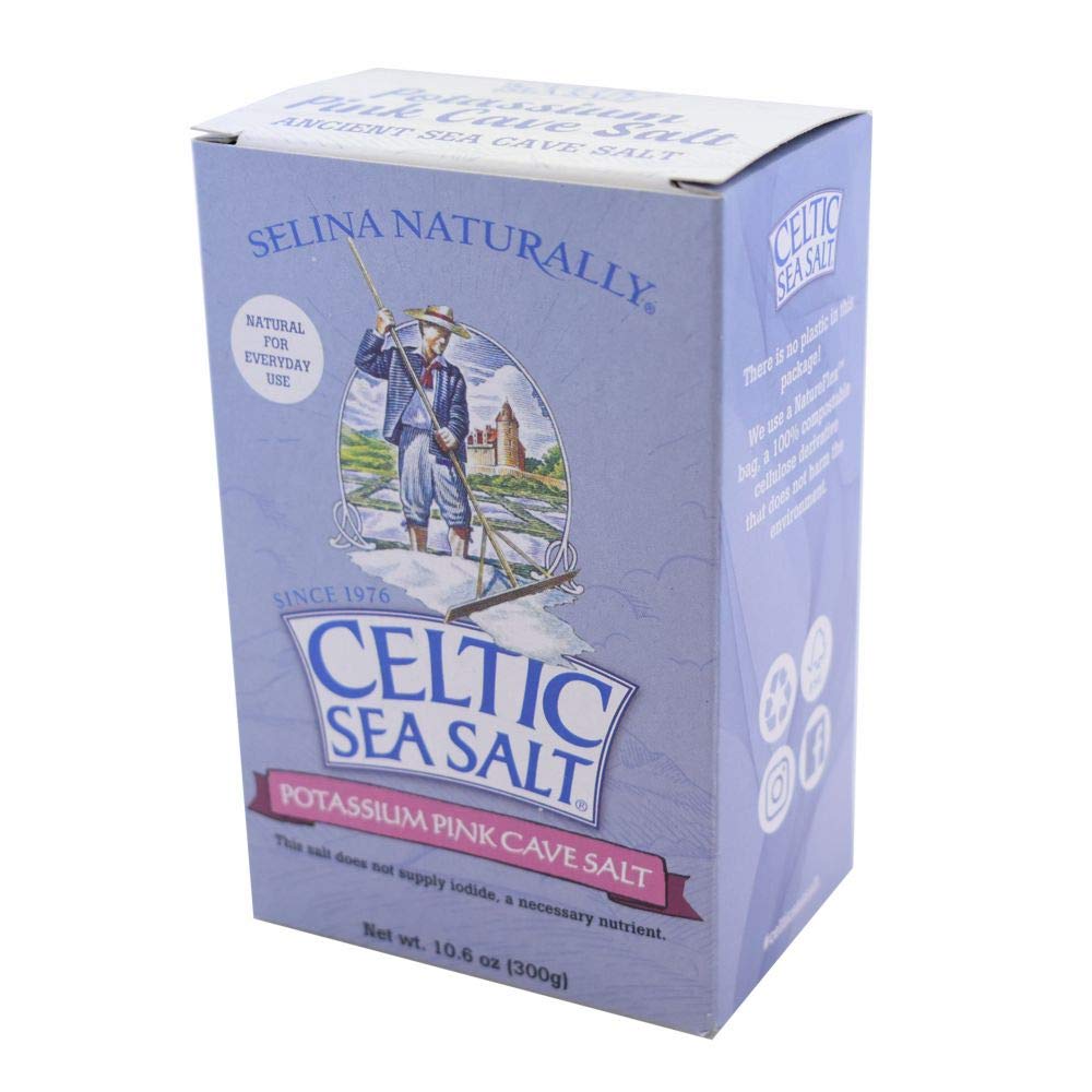Celtic Sea Salt Pink Potassium Cave Salt 10.6 Oz (300 G) - Extra Fine Grain, Natural, Light In Sodium - For Shaker Jar, Salty, 1