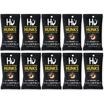 Hu Hunks Vegan Chocolate Covered Cashews with Vanilla Bean 1 oz Travel Size | 10 Pack | Organic, Paleo, Great for Snacking, Non 