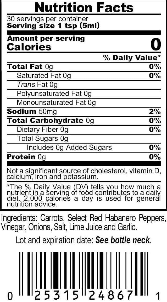 Marie Sharps Hot Habanero Pepper Sauce, 5 oz - Authentic Belizean Hot Sauce with Fresh Red Habanero Peppers (Pack of 6)