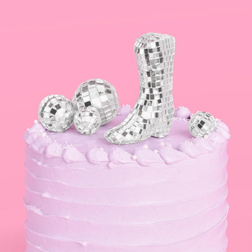 xo, Fetti Disco Ball and Cowgirl Boot Cake Topper - 5 pieces | Disco Bachelorette, Rodeo Birthday Party, Space Cowboy Supplies, 