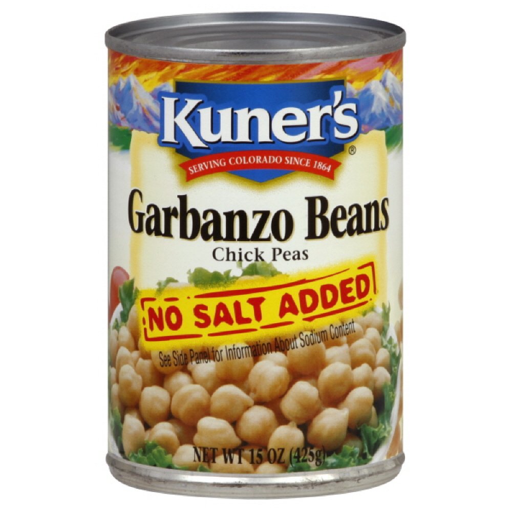 Kuners Garbanzo Beans No Salt, 15 Ounces, Pack of 12
