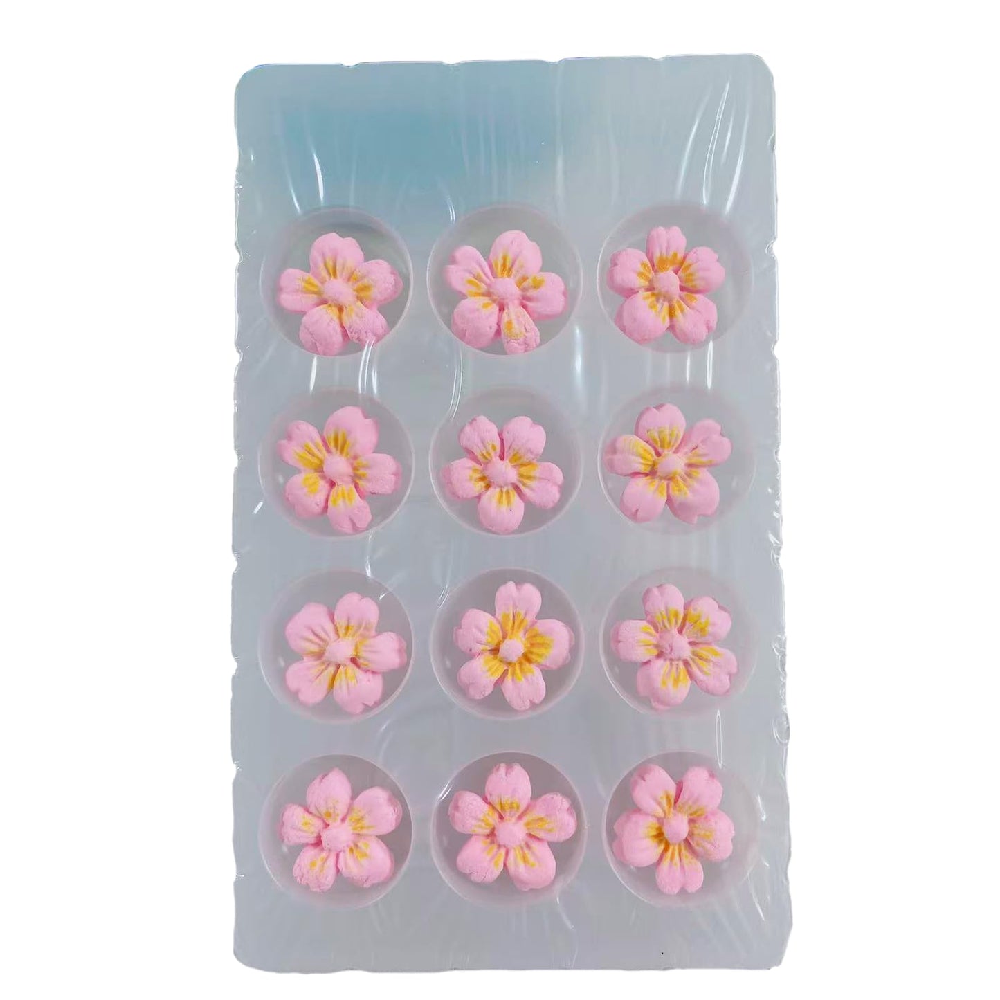 Sentovac 12 Pcs Pink Flowers Icing Decoration Edible Candy Dessert Valentine Sprinkles Diy For Cookie Cake Cupcake Topper Icing