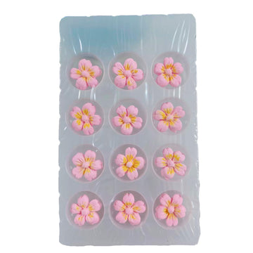 Sentovac 12 Pcs Pink Flowers Icing Decoration Edible Candy Dessert Valentine Sprinkles Diy For Cookie Cake Cupcake Topper Icing