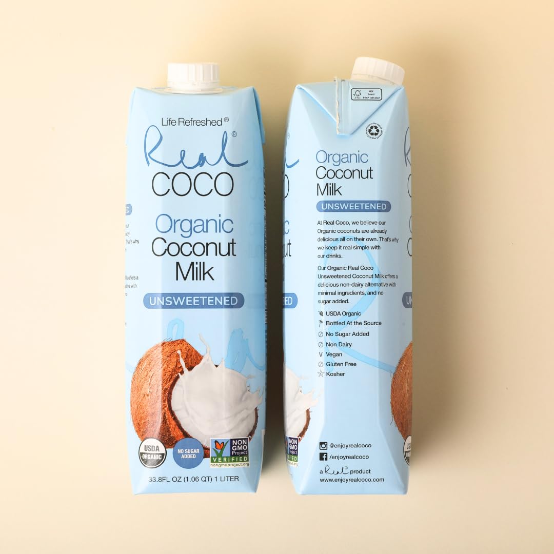 Life Refreshed Organic Coconut Milk Beverage, 6-Pack 1L, USDA Organic, Dairy & Soy Free, Vegan, Keto Friendly