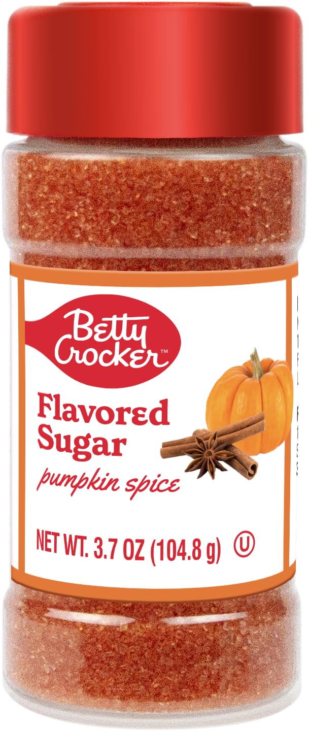 Betty Crocker Pumpkin Spice Flavored Sugar - Finishing Sugar, Fall Flavor Dessert Topping for Cookies, Cakes & Coffee, 3.7 oz