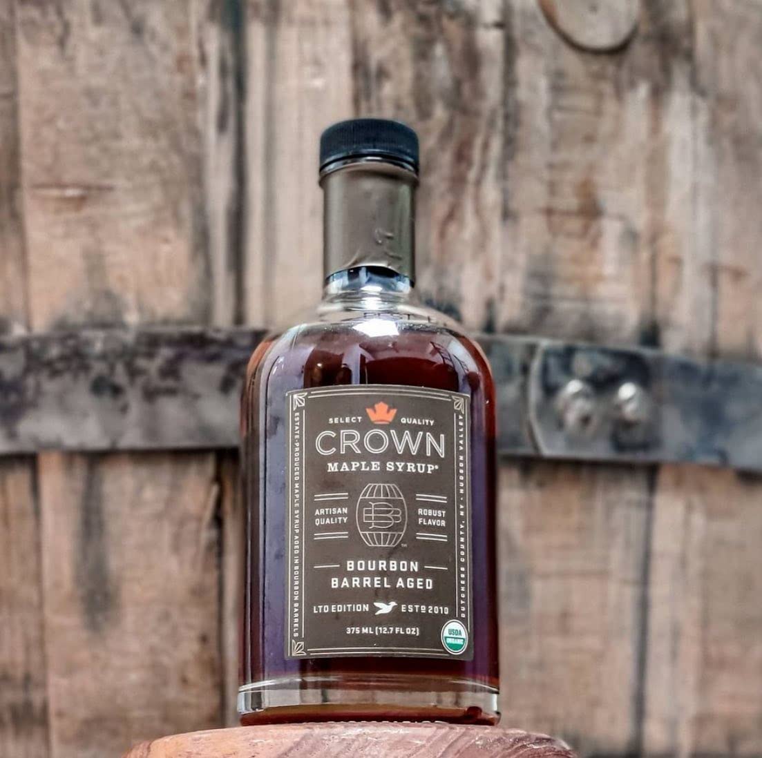 Crown Maple Organic Maple Syrup, spirit-inspired flavor Barrel Aged, 25 Fl Oz, Ideal for Pancakes, Cocktails, Marinades, and Sauces