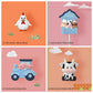 6 Pcs Farm Cake Toppers, Cartoon Animal Cake Topper Decorations For Birthday Party Baby Shower Decor (Blue)