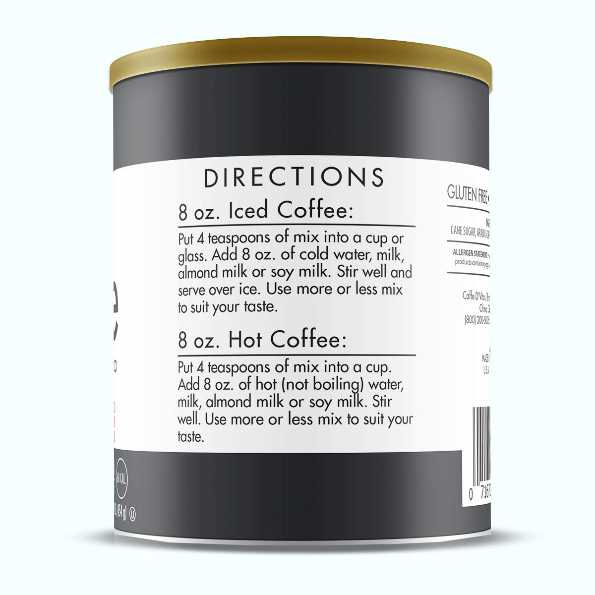 Caffe Dvita Simply Iced Coffee - 100% Colombian Arabica Instant Mix, Latte Mix, Low Calorie Iced Coffee, Lightly Sweetened, Dair