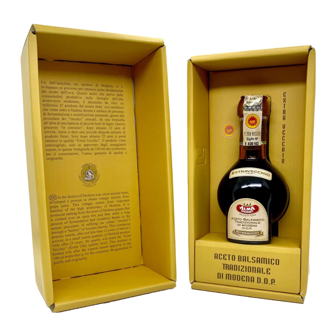 Alma Gourmet Traditional Balsamic Vinegar of Modena D.O.P. | 3.4oz | Artisanal Aged Aceto Balsamico | Tic Doser Included