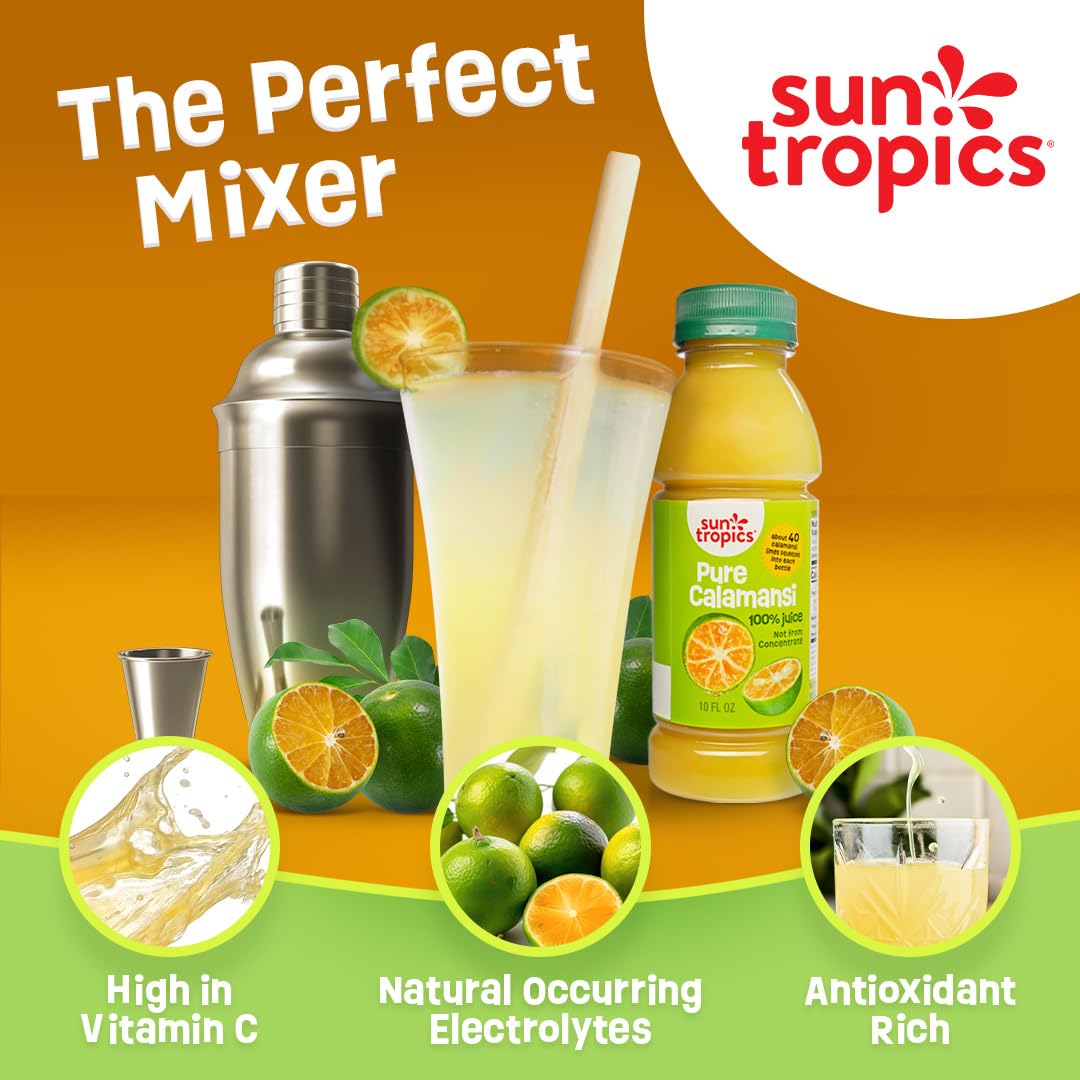 Sun Tropics Pure Calamansi 100% Juice- 4 pack, 10 oz each | 100% Pure Juice, Not From Concentrate | Refreshing Citrus Juice for