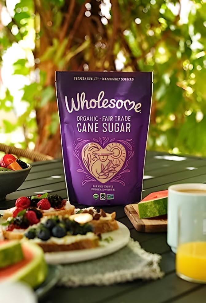 Wholesome Sweeteners Organic Cane Sugar 16-Ounce, Fair Trade, Non-GMO, Gluten Free, Vegan, Pack of 12, White