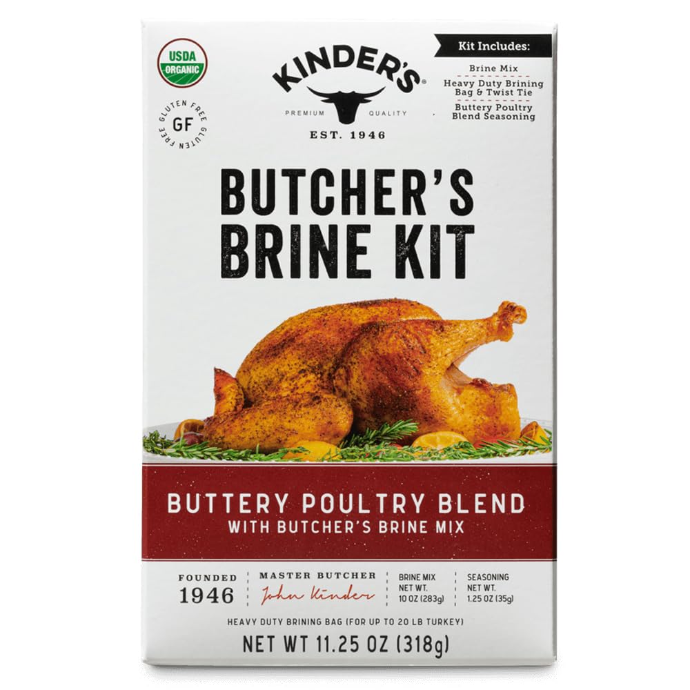 Kinder's Butcher's Brine and Rub Kit, Includes Buttery Poultry Rub, Butcher's Master Brine Mix and Heavy Duty Brine Bag for up t