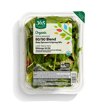 Whole Foods Market, Organic 50-50 Blend Baby Spinach & Spring Mix, 5 oz