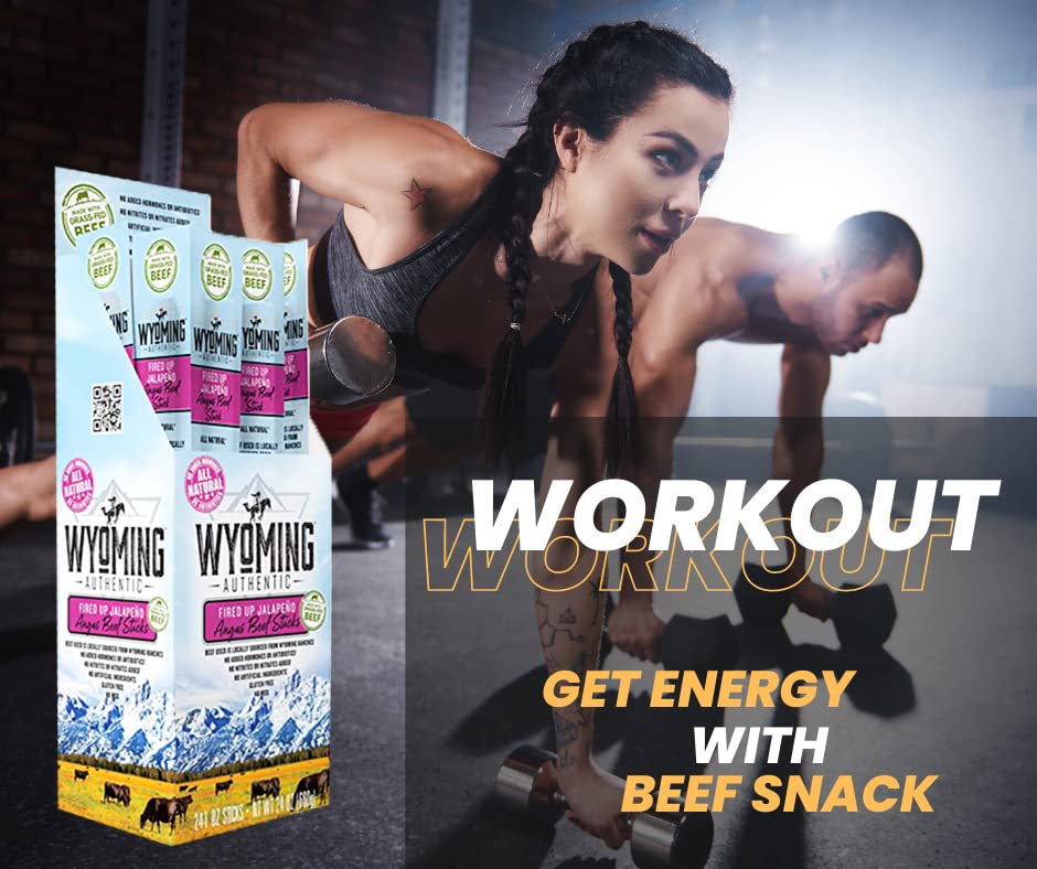 Wyoming 100% Grass Fed Beef Sticks - Fired Up Jalapeo Flavor - Clean Tasty Meat Sticks Snacks With 6G Of Protein Made With Angus