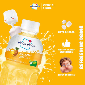 Mogu Mogu Drink Pineapple Juice (6 Bottles) Delicious Drinks Made With Fruit Juice And Nata De Coco (Coconut Jelly) Fun Chewable