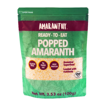 Amaranthy Ready-To-Eat Popped Amaranth Bag (3.53 Oz) - High Protein Grain - Low Calorie - Vegan (1. Popped Bag 3.5 Oz.)