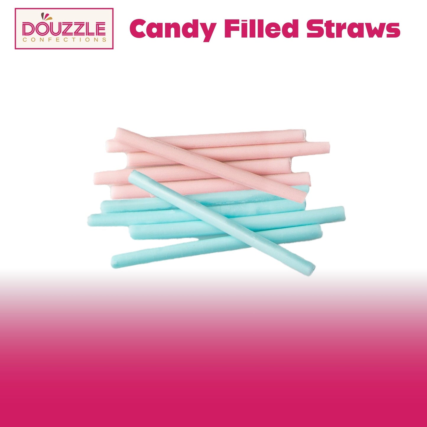 Douzzle Dibbitz Cotton Candy, Candy Filled Straw Sticks (14 Count, Pack Of 1) Individually Wrapped Candies, Birthday Party Favor