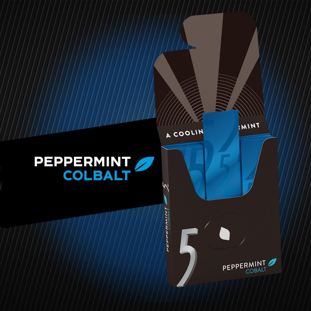 5 Gum Cobalt Peppermint Sugar Free Chewing Gum, 15 Pieces (6 Pack)