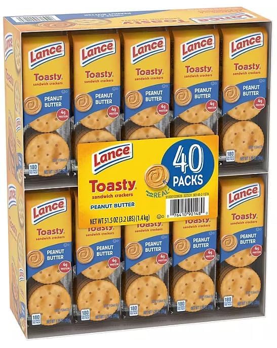 Lance Sandwich Crackers Variety Pack, 40 Count, Peanut Butter and Cheese Flavors, 1.41 oz Single Serve Packs (Toasty Peanut Butt