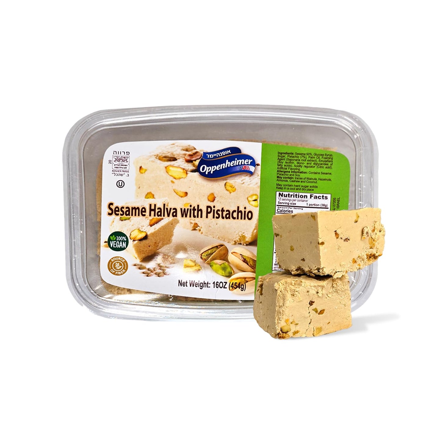 Sesame Halva with Pistachio - Delicious Sweet Israeli Snacks Sesame Tahini Treat Bars for Melt-in-Your Mouth Delight - Perfect H