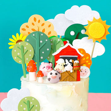 Jevenis Little Farm Animal Cake Decoration Sheep Cake Topper Farm Animal Birthday Cake Topper Cow Cake Decoration Pig Cake Toppe