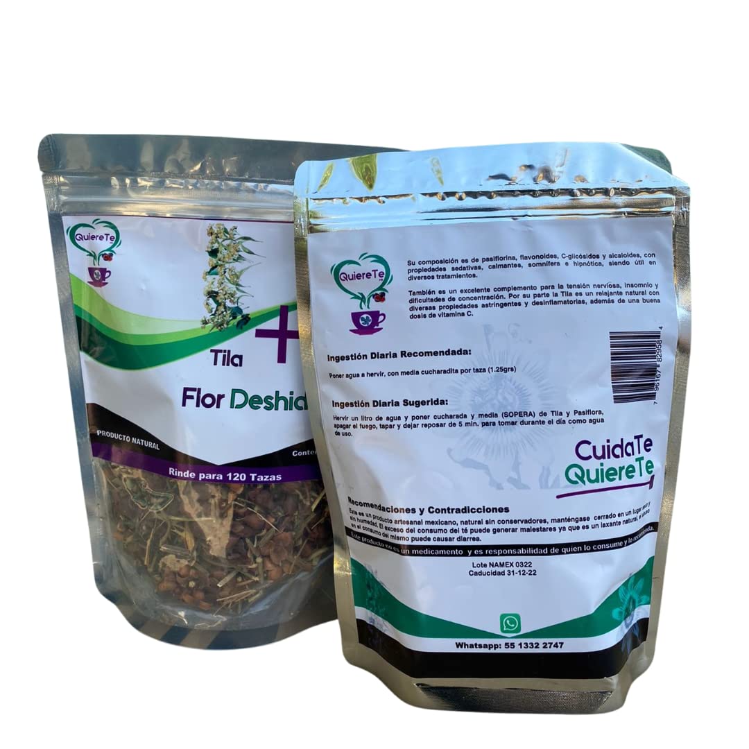 Pasiflora Tila Tea Linden Passionflower Tea, Quiere Te, Herbal Mix, 5.3 Oz (150 Grams), 2 Pack, Up To 200 Cups, Passiflora Incar
