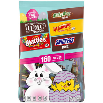 Mars SKITTLES, M&M'S, SNICKERS, Starburst & MILKY WAY Easter Candy Variety Pack - 160 Ct Bulk Bag