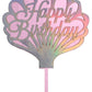 Double Layer Shining Shell Shape Happy Birthday Cake Topper,Dreamlike Ocean Shell Themed Cake Decoration For Girls Birthday,Summ