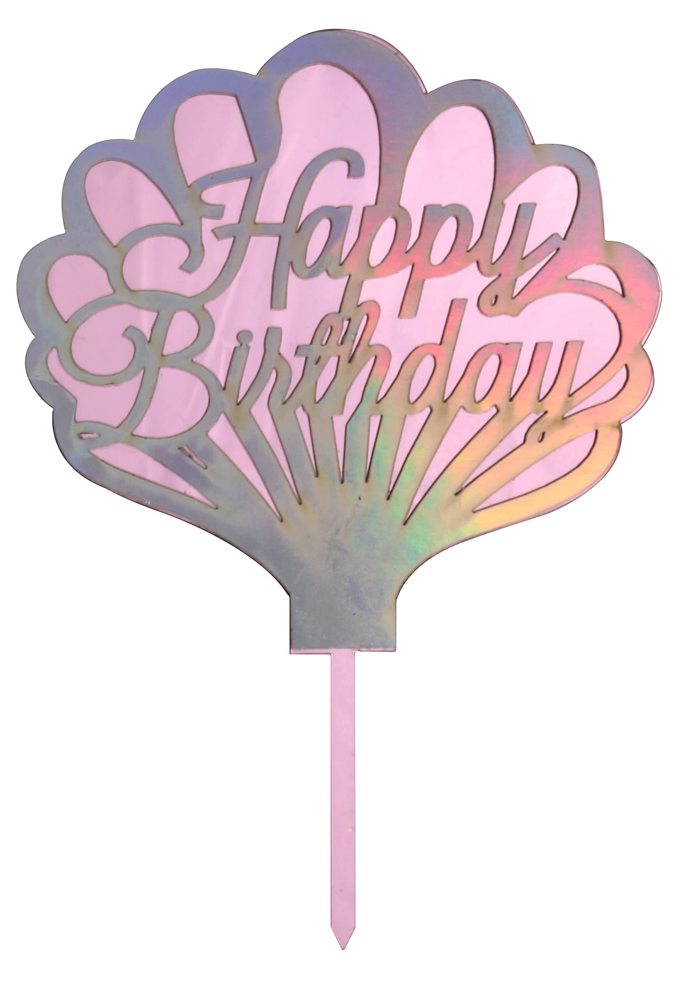 Double Layer Shining Shell Shape Happy Birthday Cake Topper,Dreamlike Ocean Shell Themed Cake Decoration For Girls Birthday,Summ