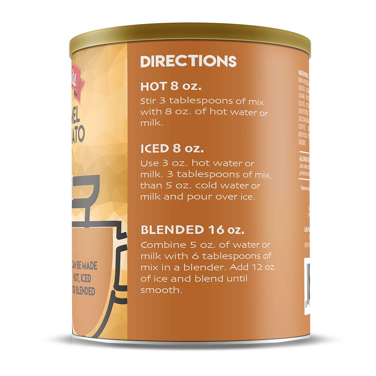 Caffe D'Vita Caramel Macchiato - Coffee Caramel Macchiato, Caramel Instant Coffee, Latte Mix, Gluten Free, No Cholesterol, No Hy