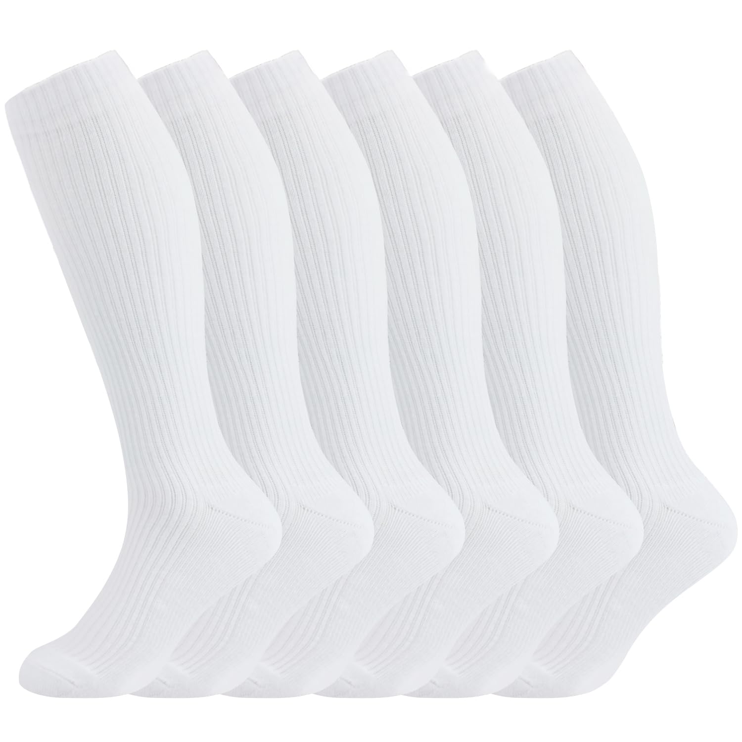 +Md 6 Pairs Compression Socks (8-15Mmhg) For Women & Men - Cushion Knee High Socks For Running, Medical, Athletic, Nurses, Trave