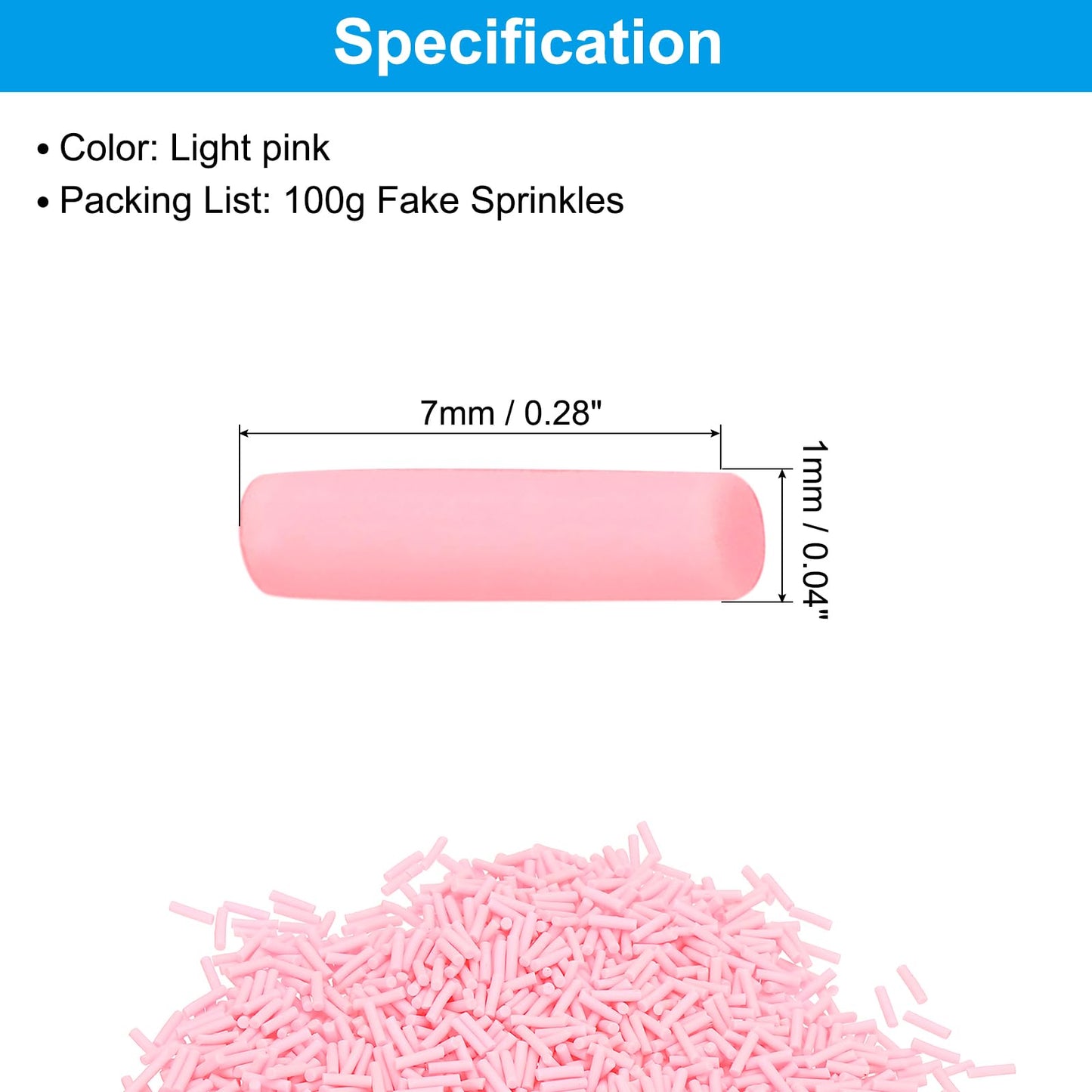 PATIKIL Faux Sprinkles Clay Sugar Granules for Nail Art, DIY Crafts, Light Pink, 100g
