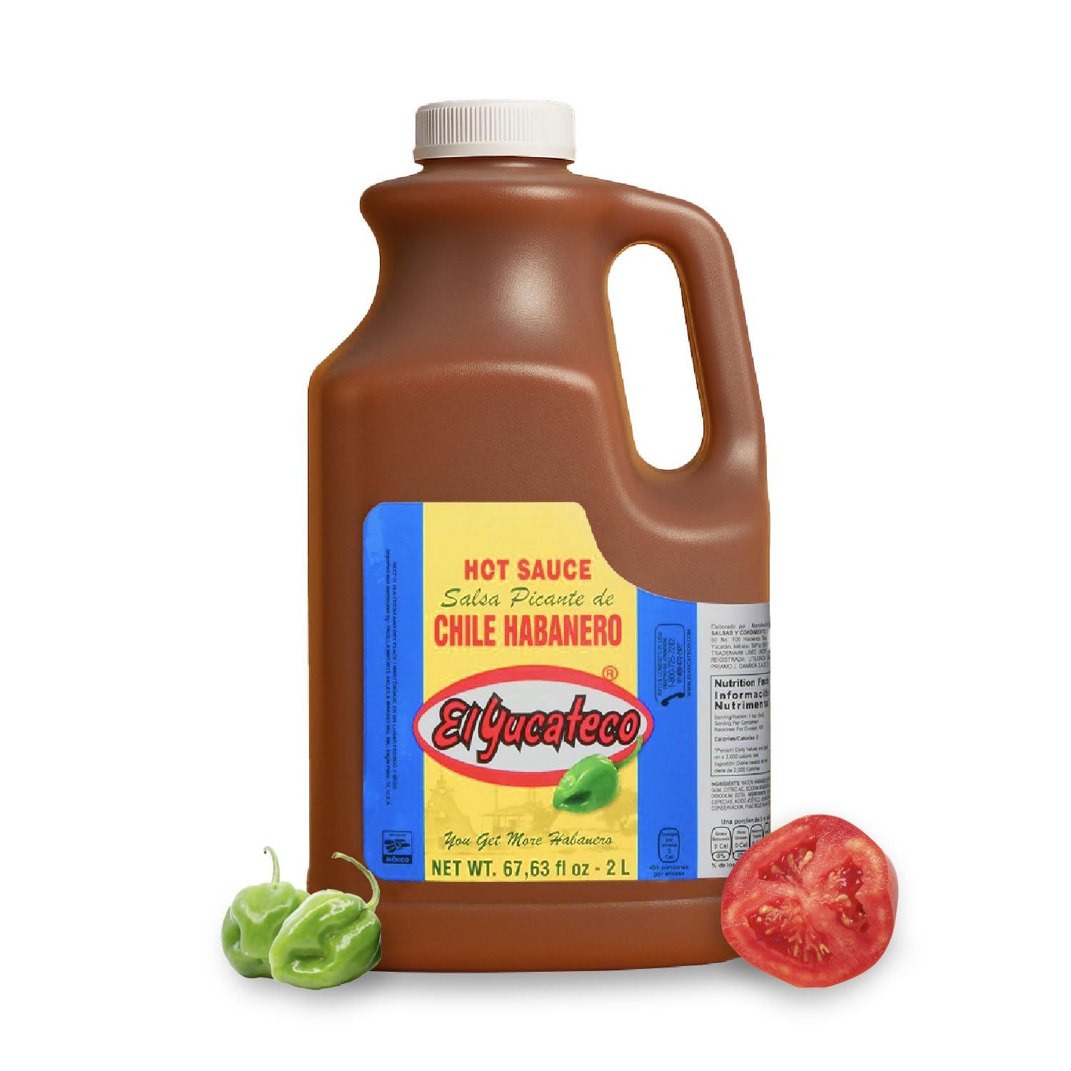 El Yucateco Red Habanero Hot Sauce - 68 oz. - Half Gallon | Authentic Mexican Hot Sauce | Bold  Spicy & Flavorful | Professional Foodservice Bottle