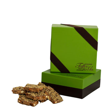 Toffee to Go Milk Chocolate Almond Toffee 1 lb Signature Green Gift Box | Hand Crafted | Gluten Free | Kosher Certified | No Add