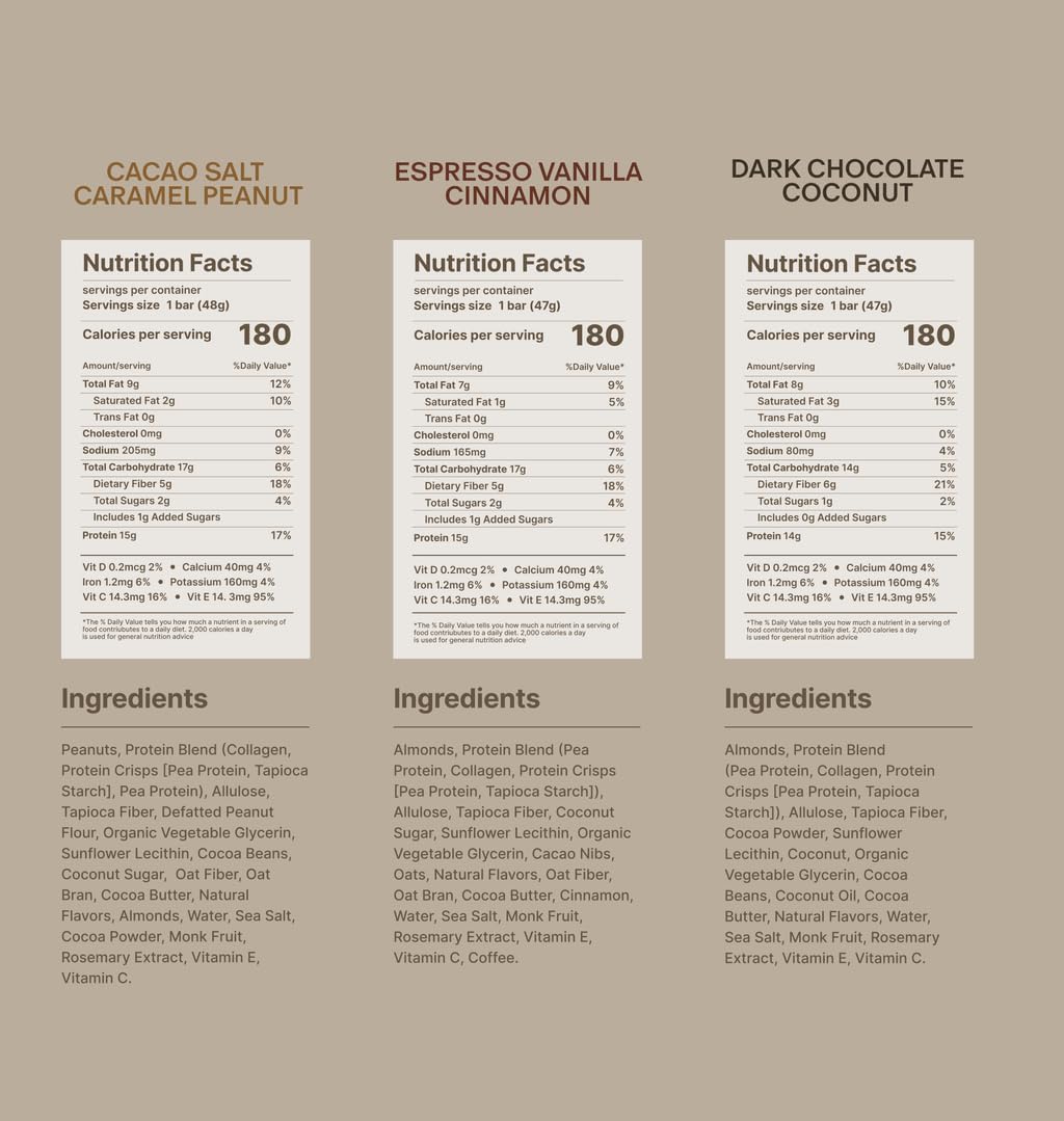 Stars + Honey Protein Bars- Flavor Variety,15g Protein, 2g Sugar, w/ Collagen Keto Friendly Snack - Gluten, Dairy, & Soy Free -