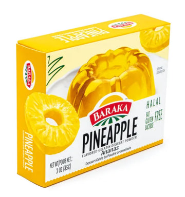 Baraka'S Halal Pineapple Flavored Gelatin Dessert Powder, 3 Oz, Gluten Free. (Pack Of 3)