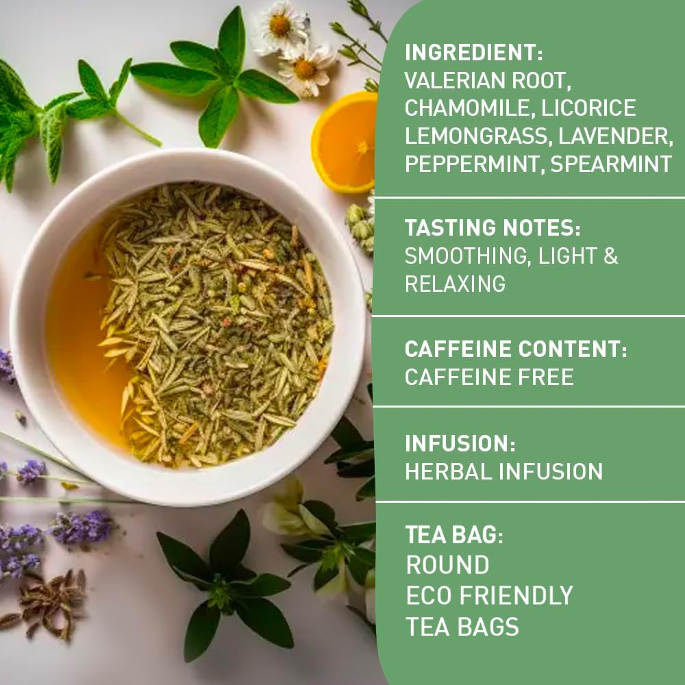 HANDPICK Good Night Tea Bags - Caffeine Free Herbal Blend, Lavender, Chamomile, Peppermint, 100 Count