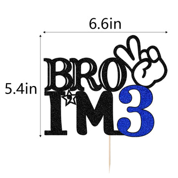 Bro I'M 3 Cake Topper- 3Th Birthday Cake Picks, Officially Teenager Cake Topper, Boy 3Rd Birthday Cake Decorations - 3 Years Old