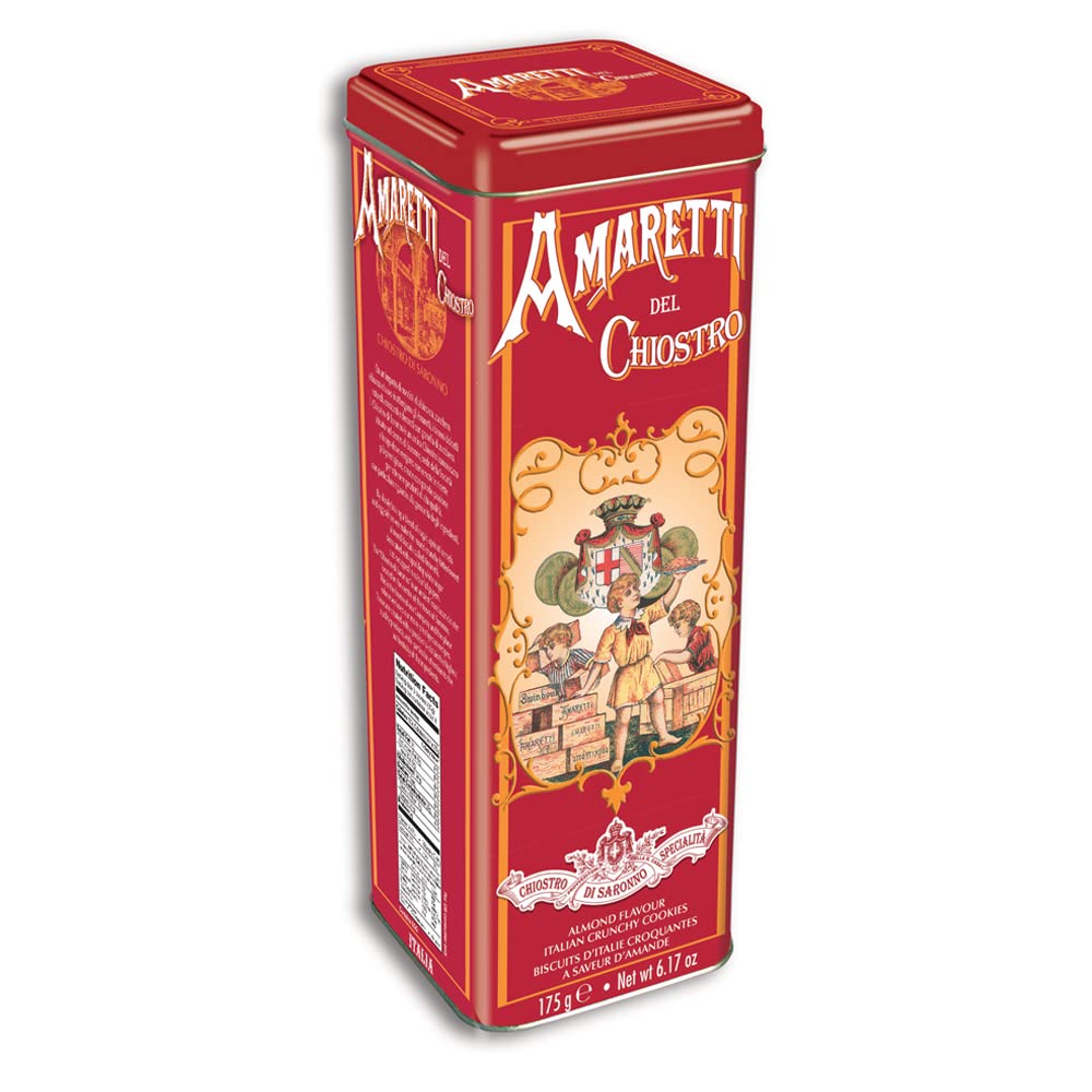 Chiostro di Saronno Amaretti Del Chiostro, Amaretti Di Saronno Crunchy Italian Cookies Tall Tin, 6.17 oz