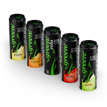Green Cola Carbonated Soft Drinks Variety Pack - No Added Sugar, Naturally Sweetened with Stevia - Pack of 6 Cans, 12 Fl Oz