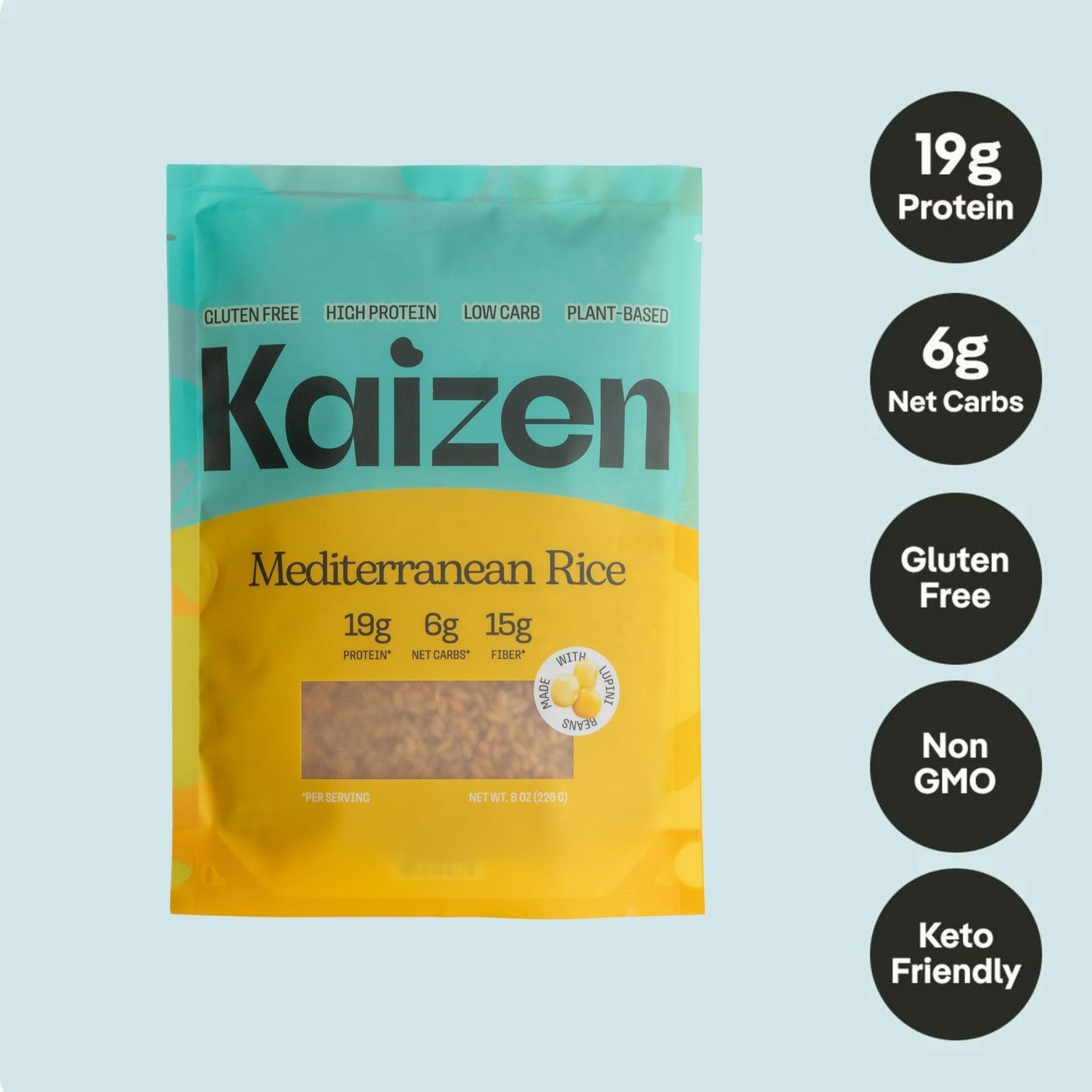 Kaizen Low Carb Keto Mediterranean Rice -High Protein (20G), Keto Friendly, Gluten-Free, Plant-Based, Made With High Fiber Lupin