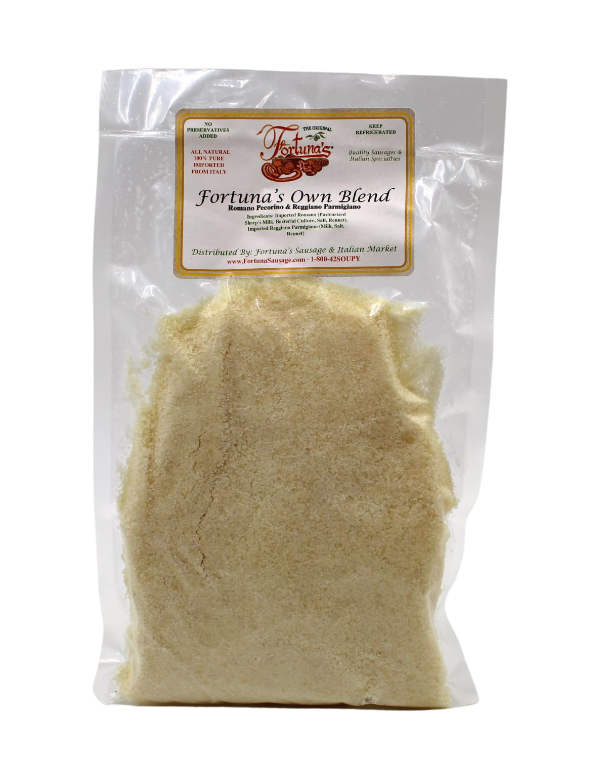 Fortunas Grated Cheese Blend - 8oz Parmigiano & Romano Pecorino Cheese - Ideal for Pasta and Pizza