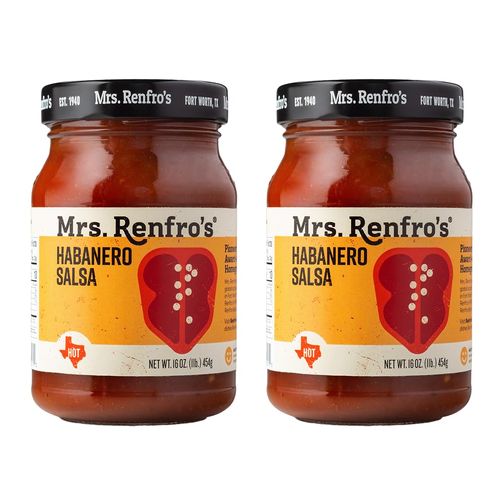 Mrs. Renfro'S Habanero Salsa | Gluten Free, No Added Sugar, No Hfcs, 16-Oz Jar (Pack Of 2)
