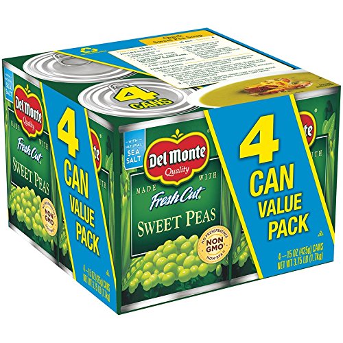 Del Monte Fresh Cut Sweet Peas Canned Vegetables, 24 Pack, 15 Oz Cans