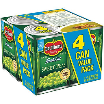 Del Monte Fresh Cut Sweet Peas Canned Vegetables, 24 Pack, 15 Oz Cans