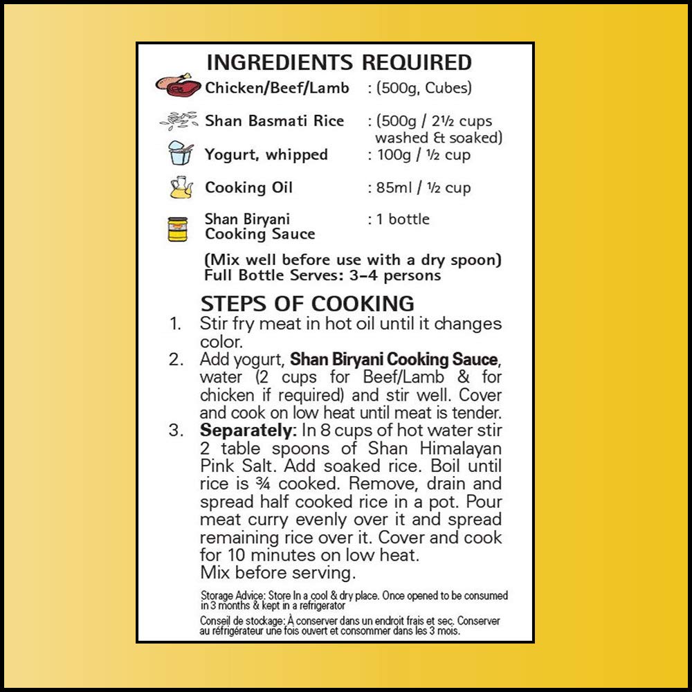 Shan Biryani Cooking Sauce (12.3Oz/350G) - Authentic Indian Sauce For Chicken Biryani, Rice Dishes & Pilaf - Easy To Use Simmer Sauce For Delicious Meals At Home - Spice Blend For Flavorful Biryani
