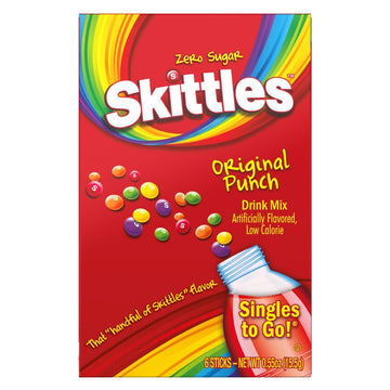 Skittles Singles To Go Drink Mix Variety Pack Bundle Original Punch, Tropical Punch And Wild Berry Punch - 3 Boxes With 6 Packet