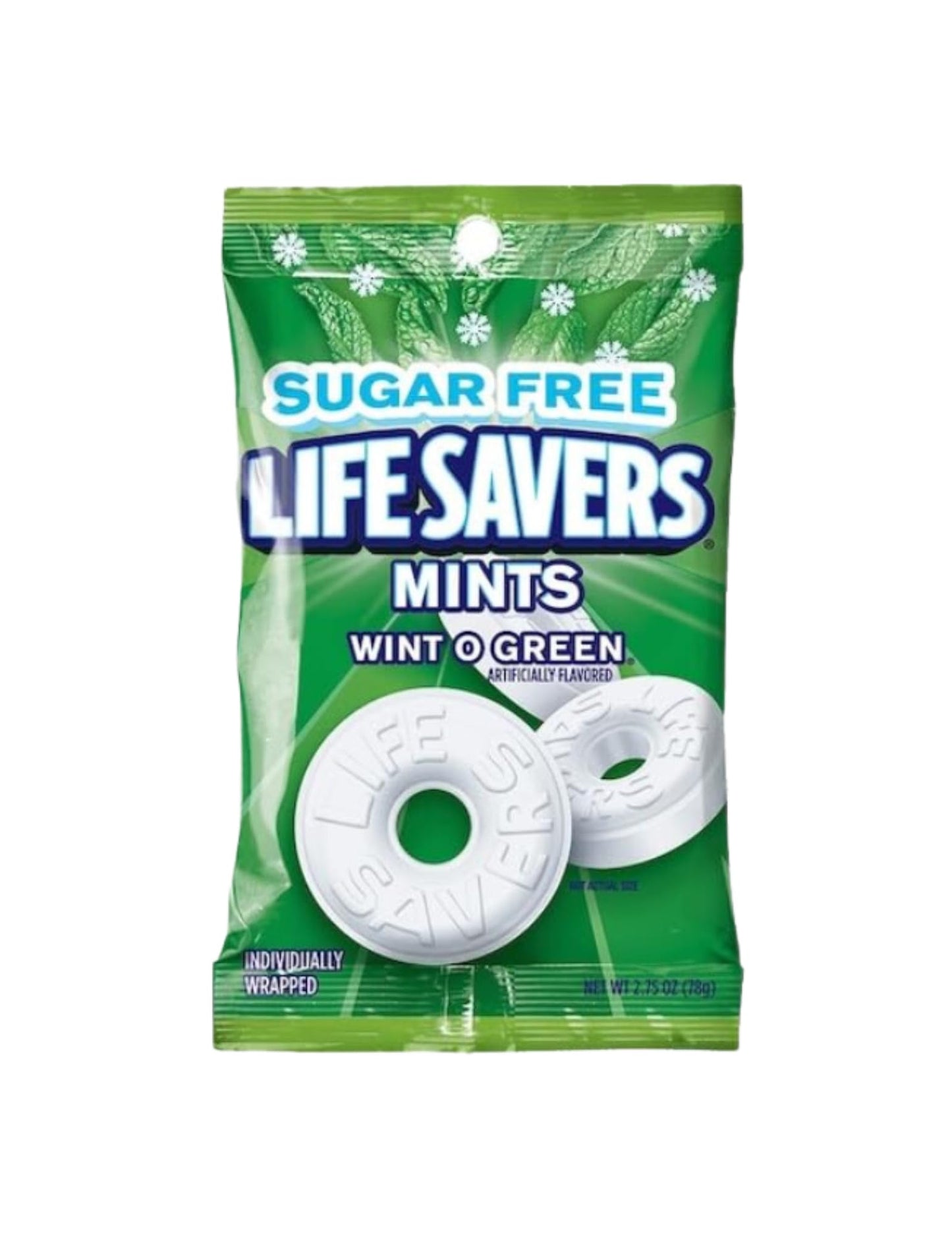 Sugar Free Lifesavers Wintgreen Mints Pack - 2 Bags Life Savers Wint O Green - 2.75Oz Each | Packaged By Leathnu Foundry (2 Wint